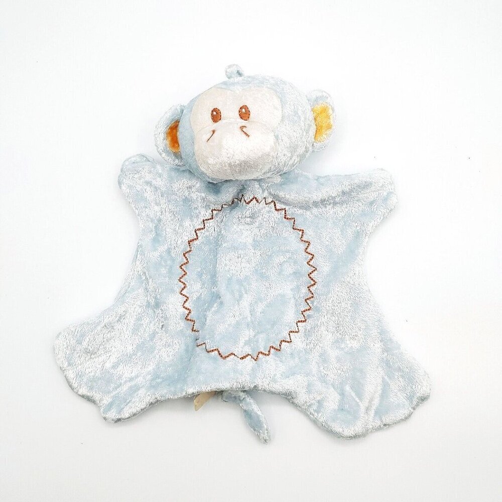 Dandelion Lovey Baby  plush Blue Monkey Security Blanket Rattle Embroidered Eyes